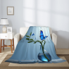 Coperta in flanella verticale 280g con motivo farfalle blu e vaso