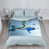 Couverture en flanelle verticale 280g avec motif de papillons bleus et vase