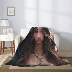 280g竖款单面印花少女图案法兰绒毛毯