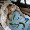 Coperta in flanella orizzontale 280g con motivo di farfalle blu e vaso