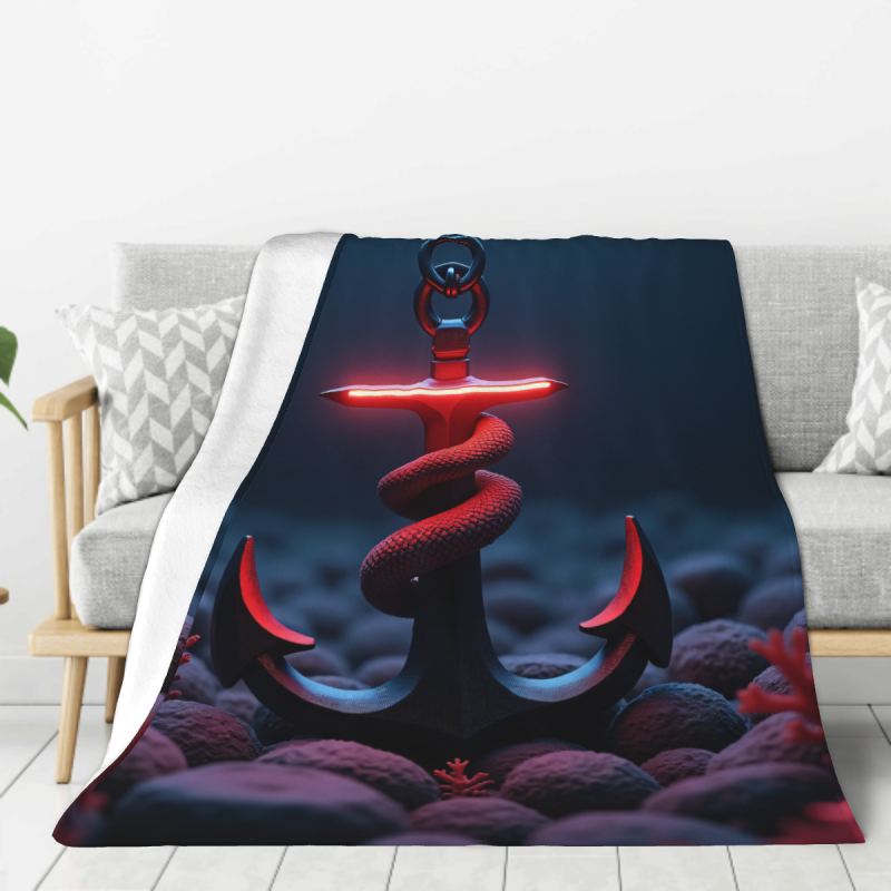 Manta polar vertical de 280g con diseño de ancla y serpiente