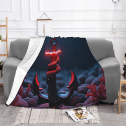 Couverture en flanelle horizontale 280g avec motif d'ancre cool