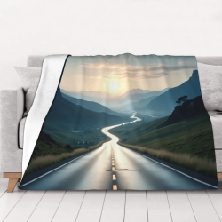 Couverture en flanelle horizontale 280g avec impression unilatérale de paysage routier