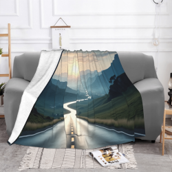Coperta in flanella orizzontale 280g con stampa unilaterale di paesaggio stradale