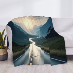 Coperta in flanella orizzontale 280g con stampa unilaterale di paesaggio stradale