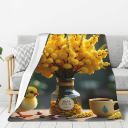280g einseitig bedruckte Flanell-Decke (Blumen- und Küken-Muster)