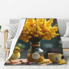 Manta de franela de 280g con estampado de una sola cara (diseño de flores y pollitos)