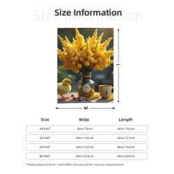 280g 片面プリントフランネルブランケット（花とひよこの柄）
