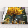 280g horizontale Flanell-Decke mit Vase, kleinem gelben Küken und Blumenmuster