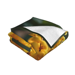 Couverture en flanelle horizontale 280g avec motif de vase, petit poussin jaune et fleurs