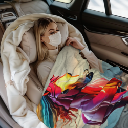 Coperta in flanella verticale 280g con stampa cavallo al galoppo