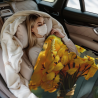 Coperta in flanella orizzontale 280g con motivo vaso, pulcino giallo e fiori