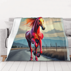 280g horizontale Flanell-Decke mit Pferdedruck