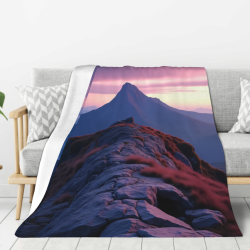 Couverture en flanelle verticale 280g avec impression paysage montagne