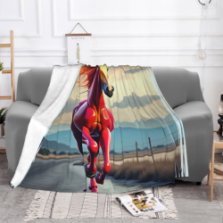 Manta de franela horizontal de 280g con estampado de caballo
