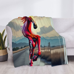 Manta de franela horizontal de 280g con estampado de caballo