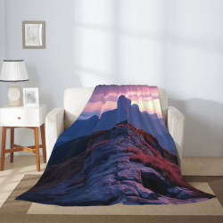 Manta de franela vertical de 280g con impresión de paisaje montañoso