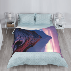Manta de franela vertical de 280g con impresión de paisaje montañoso