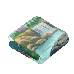 280g Vertical Cartoon Goldfish and Waterfall Pattern Flannel Blanket
