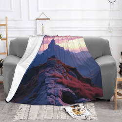 Couverture en flanelle horizontale 280g avec belle impression montagneuse