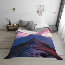Couverture en flanelle horizontale 280g avec belle impression montagneuse