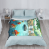 280g vertikale Flanell-Decke mit Cartoon-Goldfisch und Wasserfall-Muster