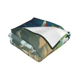 Couverture en flanelle horizontale 280g avec motif de poisson rouge cartoon