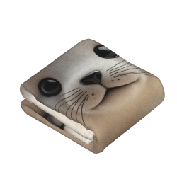 Couverture en flanelle de 280g style vertical avec impression unilatérale de phoques adorables