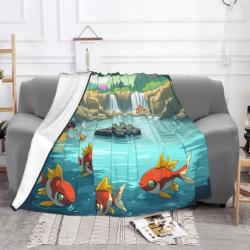 Coperta in flanella orizzontale 280g con motivo a pesciolini dorati cartoon
