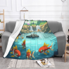 Coperta in flanella orizzontale 280g con motivo a pesciolini dorati cartoon