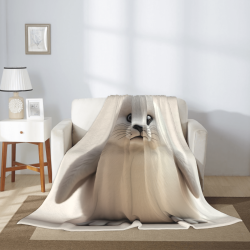 Manta de franela de 280g estilo vertical con impresión unilateral de adorables focas