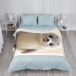 Couverture en flanelle de 280g style vertical avec impression unilatérale de phoques adorables