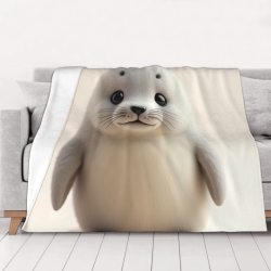Manta de franela de 280g horizontal con estampado de foca en una cara