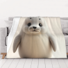Coperta in flanella da 280g orizzontale con stampa a tema foca su un lato