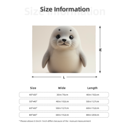 Coperta in flanella da 280g orizzontale con stampa a tema foca su un lato