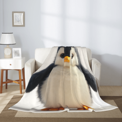 Couverture en flanelle verticale 280g à motif de pingouin mignon