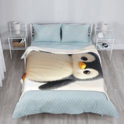 Couverture en flanelle verticale 280g à motif de pingouin mignon