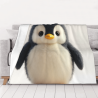 Manta de franela horizontal de 280g con estampado de pingüino adorable