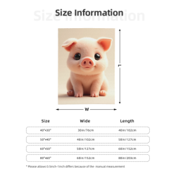 280g Vertical Flannel Blanket with Adorable Pig Design