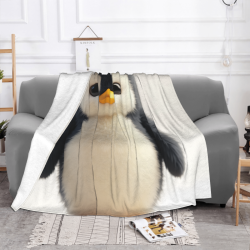 Manta de franela horizontal de 280g con estampado de pingüino adorable