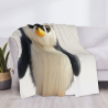 Manta de franela horizontal de 280g con estampado de pingüino adorable