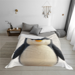 Manta de franela horizontal de 280g con estampado de pingüino adorable
