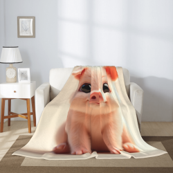 280g Vertical Flannel Blanket with Adorable Pig Design