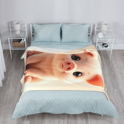 280g Vertical Flannel Blanket with Adorable Pig Design