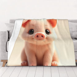 Manta de franela de 280g con estampado de cerdito adorable en una cara