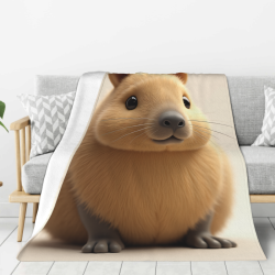 Manta de franela vertical de 280g con adorable estampado de capibara