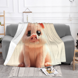 Coperta in flanella 280g con stampa a un lato di maialino adorabile