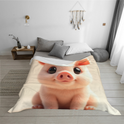 Coperta in flanella 280g con stampa a un lato di maialino adorabile