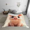 Couverture en flanelle 280g avec motif de cochon adorable imprimé sur une face