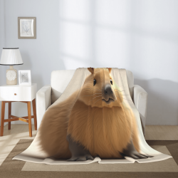 Coperta in flanella verticale 280g con adorabile motivo capibara